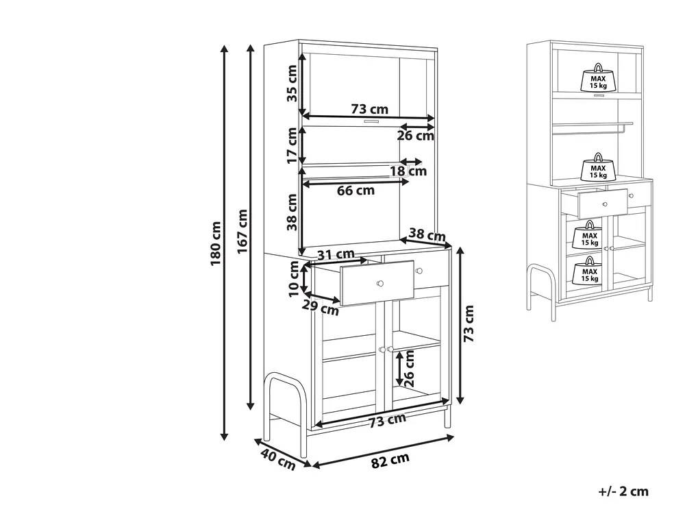 Vitrine mit Glastüren PARLIN 82 cm Weiß_913751