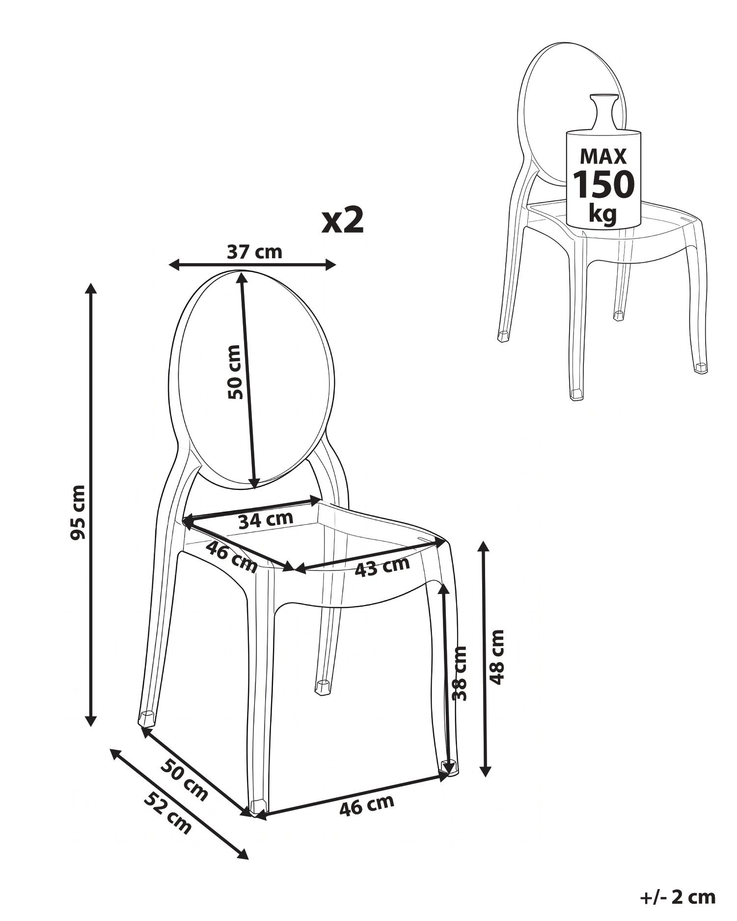 Esszimmerstuhl 2er Set RULISON Transparent_1077848