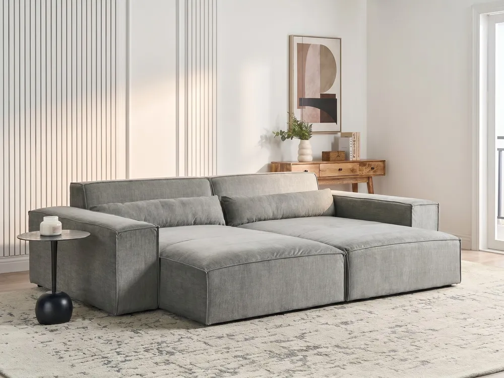 Linksseitige Chaiselongue HELLNAR Stoff Grau_911708