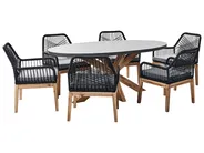 Gartenmöbel Set 6-Sitzer ORISTANO inkl. Kissen Beton Schwarz_945945
