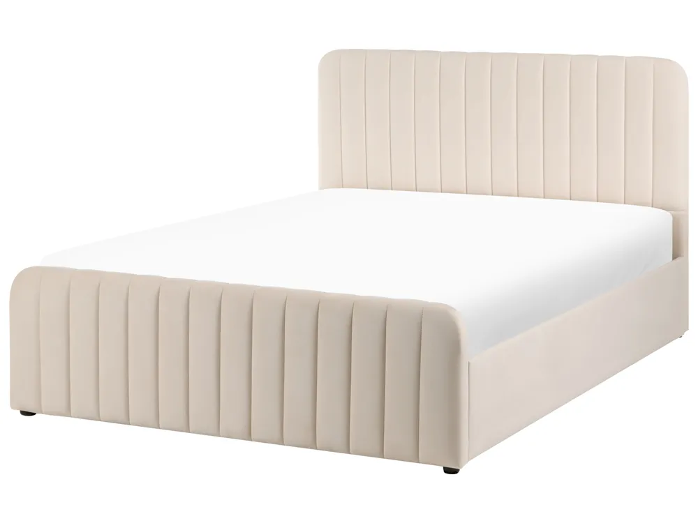 Ottoman Bed LUNAN Velvet Beige 140 x 200 cm (EU Double)_1051375