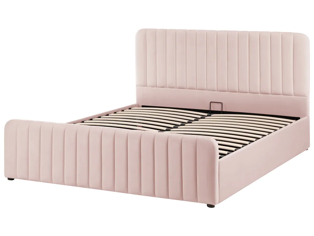 Bett mit Stauraum LUNAN Pastellrosa 160 x 200 cm_1051466