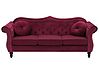 Sofa 3-Sitzer SKIEN II Samtstoff Dunkelrot