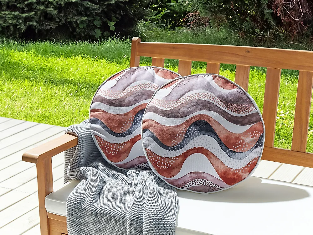 Set of 2 Outdoor Cushions SEBORGA Abstract Pattern 40 x 40 cm Brown_1182679