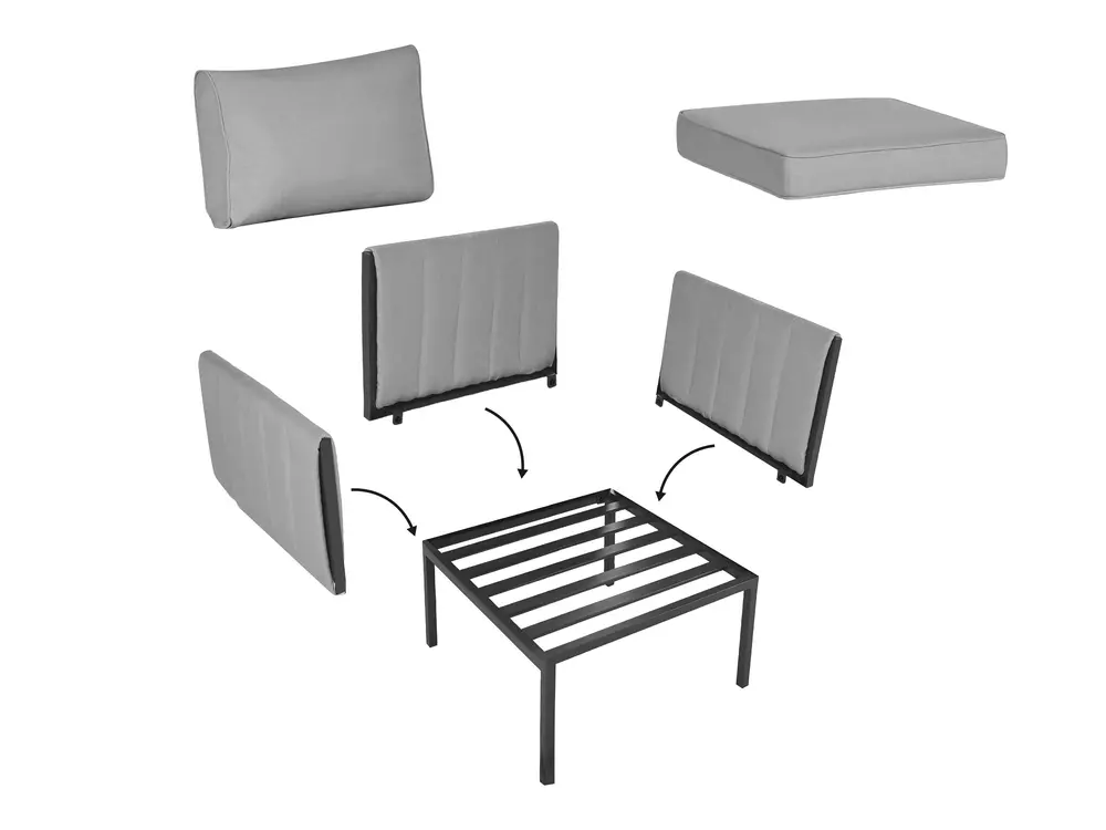 Lounge Set mit Tisch 5-Sitzer SKALA Metall Dunkelgrau_937335