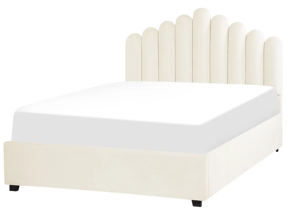 Krevet s prostorom za pohranu VINCENNES Samet Krem bijela 140 x 200 cm_837357