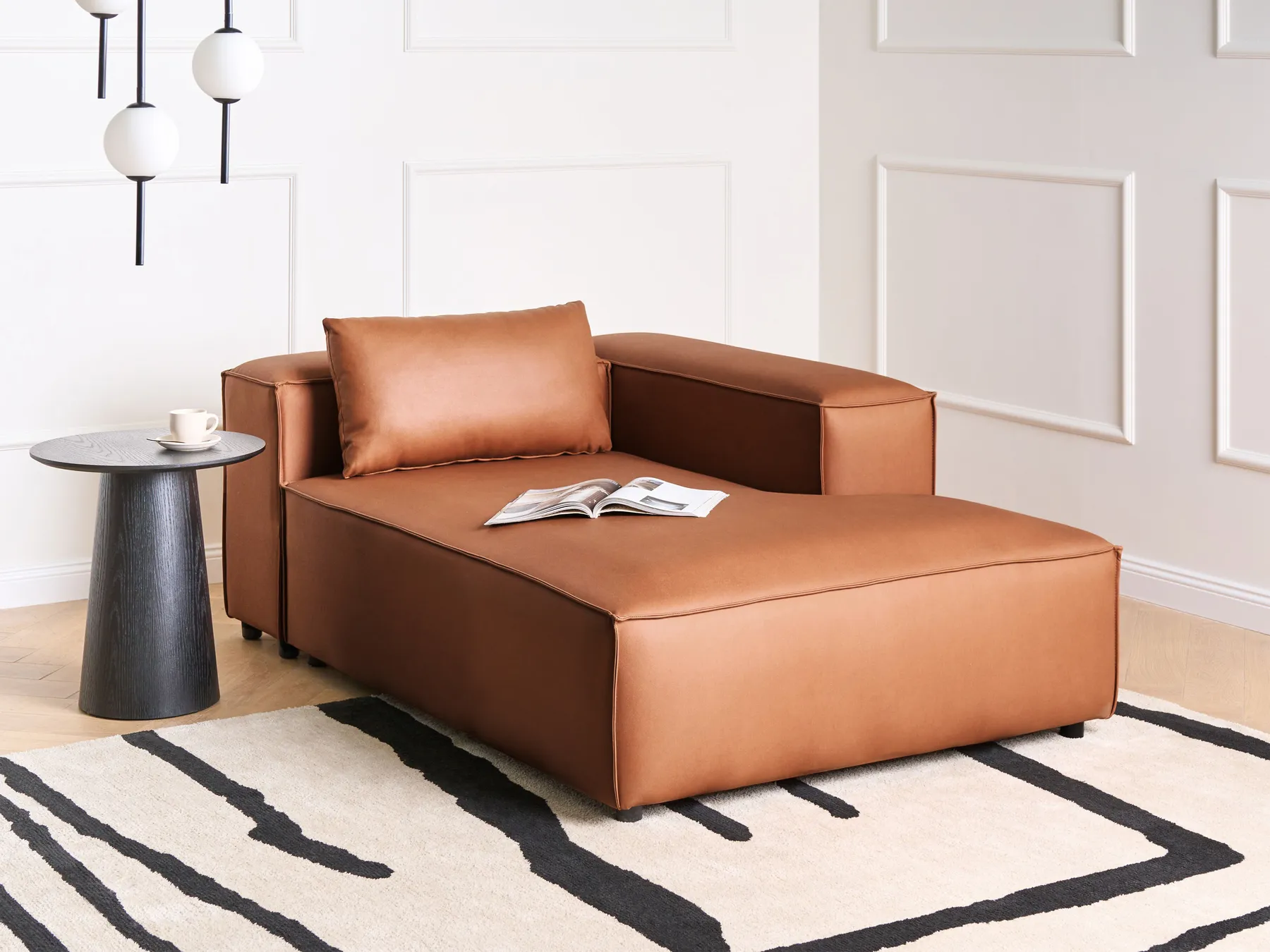 Linksseitige Chaiselongue BRANDE Stoff Goldbraun_1001612