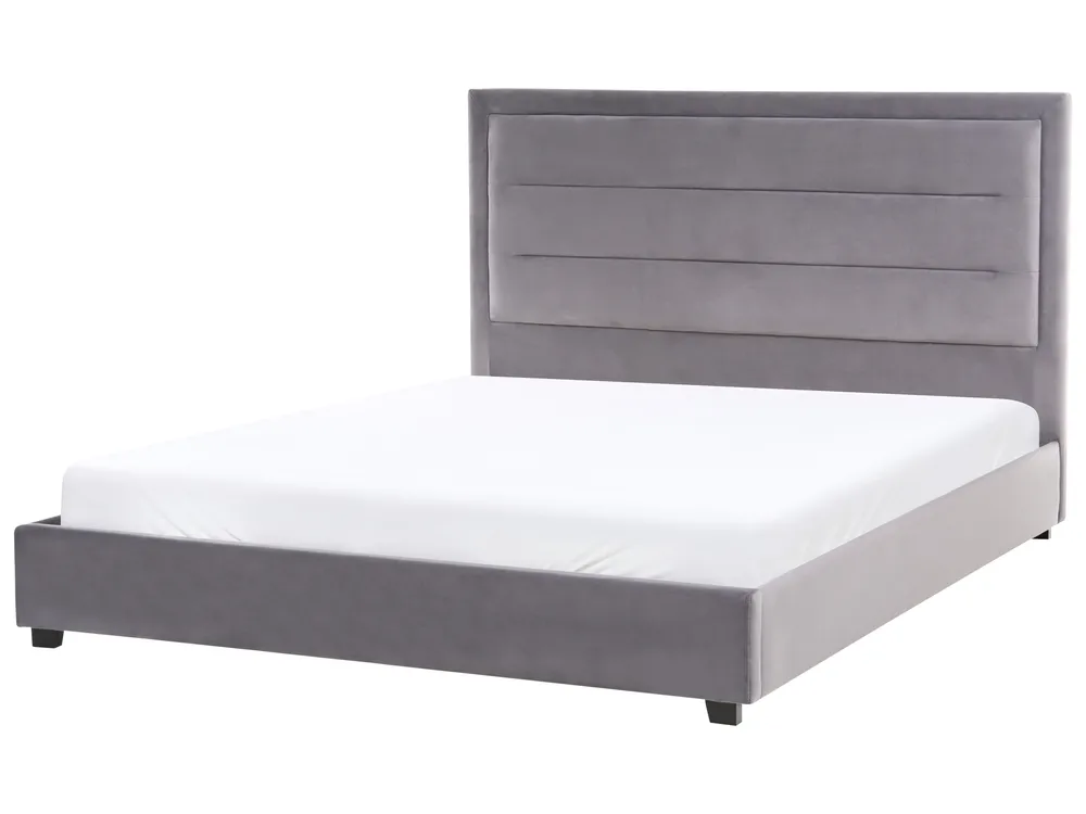 Bett mit Lattenrost Samtstoff ROUEN 160 x 200 cm Dunkelgrau
