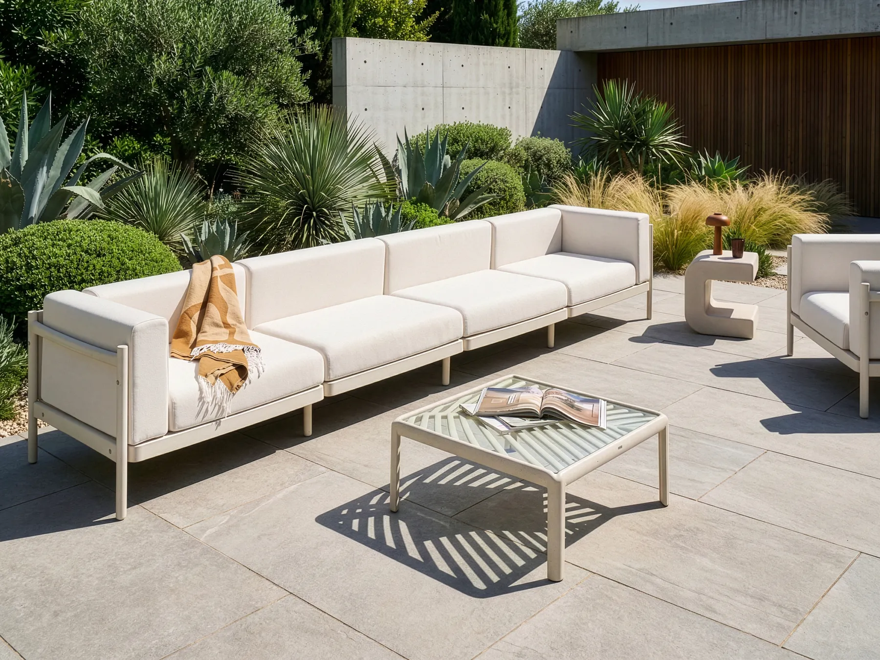Gartensofa 4-Sitzer FERRETTI Hellbeige_1028787