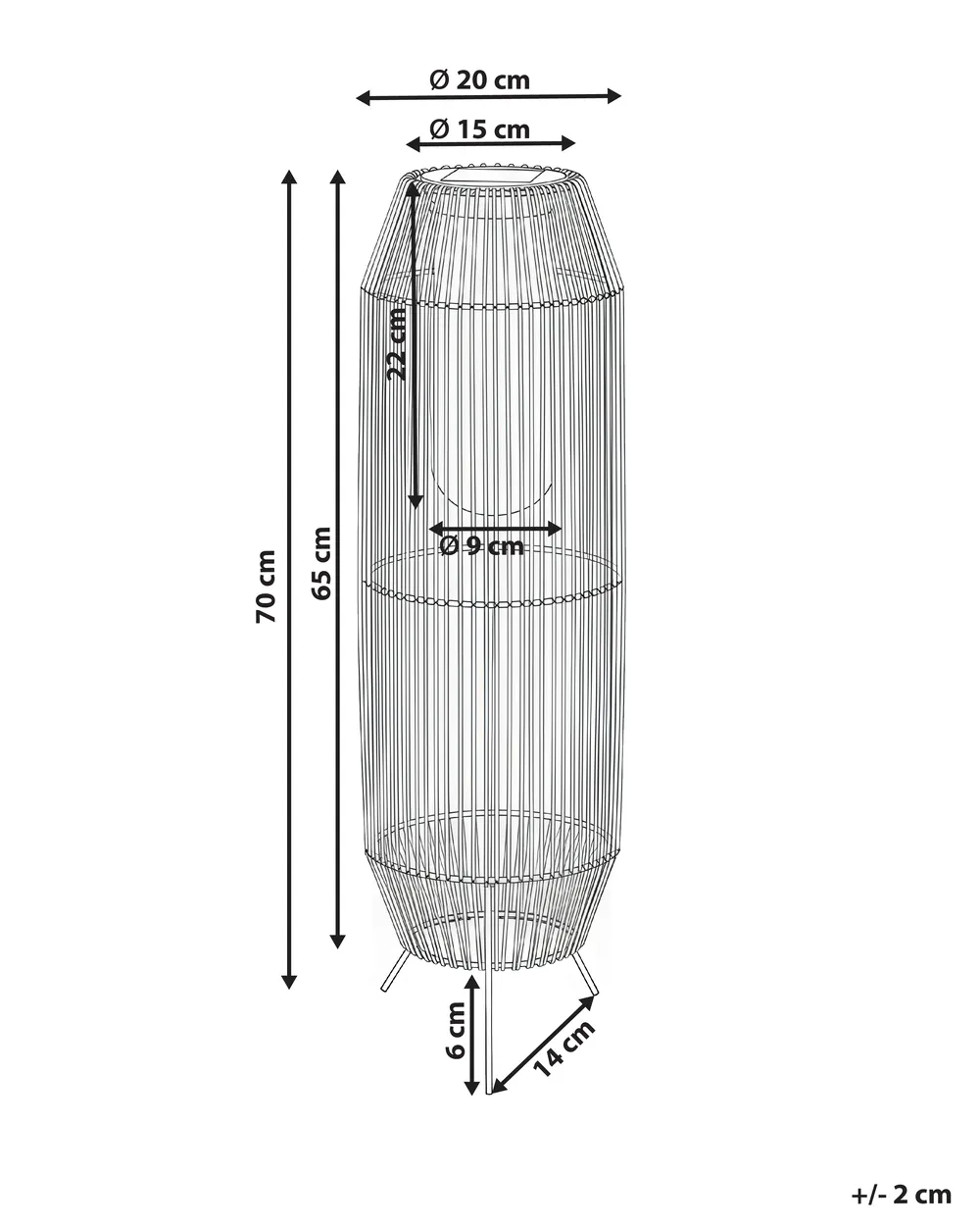 Solarbetriebene Laterne DONGWE 70 cm Naturfarben_1045327