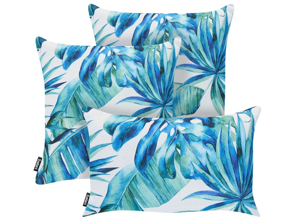 Set van 3 tuinkussens BOWENIA bladpatroon 30 x 50 cm 45 x 45 cm Meerkleurig