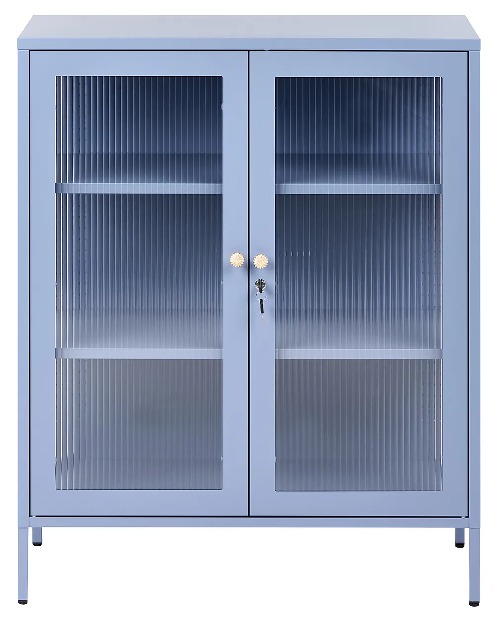 Vitrine mit Glastüren HARLYN  90 cm Metall Blau_1160854