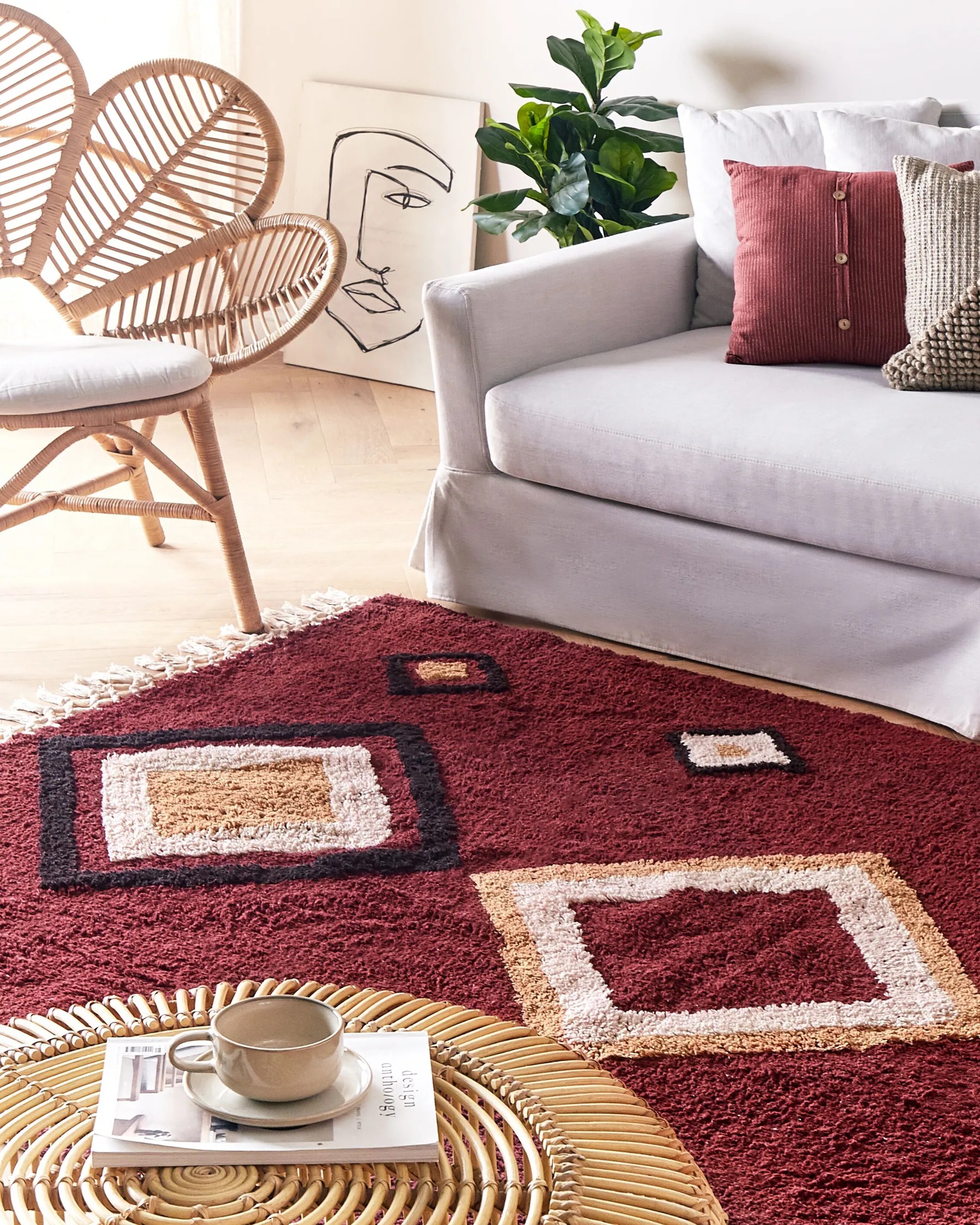 Rug SIIRT Red 140 x 200 cm Cotton_839614