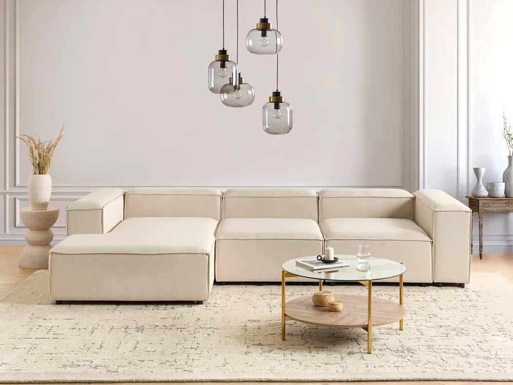 Modul Ecksofa 4-Sitzer ARDAL Stoff Beige rechtsseitig