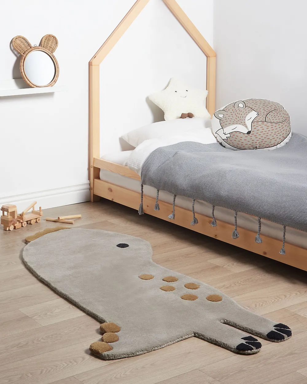 Kids Rug DINO Grey 100 x 160 cm Wool_1183206