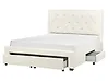 Bett mit Schubladen LIEVIN Samtstoff Hellbeige 160 x 200 cm