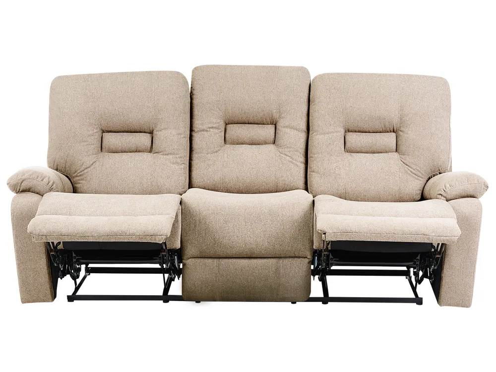 Manual Recliner Living Room Set 6 Seater BERGEN Fabric Beige_1064912