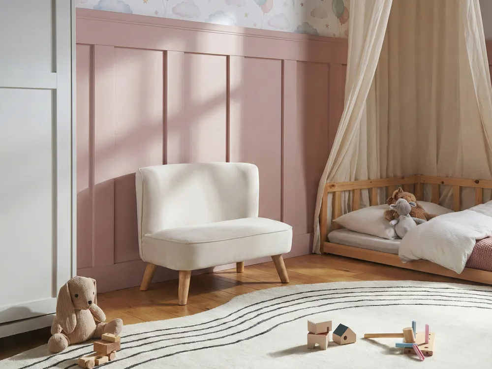 Kindersofa RISBY Samtstoff Beige