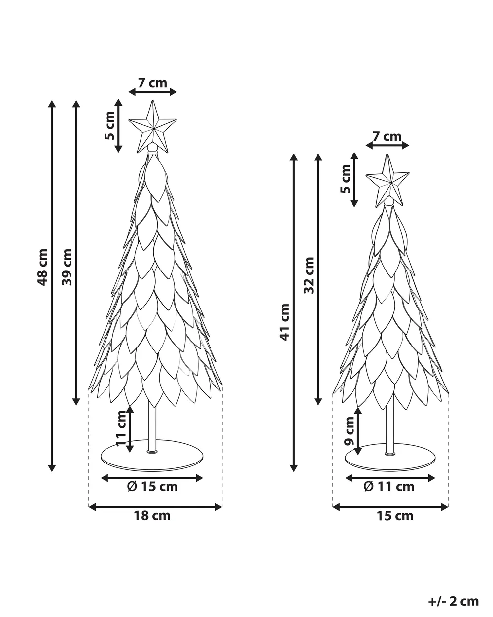 Set of 2 Figurines KEMIJOKI 41/48 cm Christmas Tree Gold_1156870