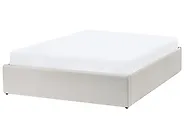 Ottoman Bed without Headboard DINAN Fabric Off-White 120 x 200 cm (EU Small Double)_1187487