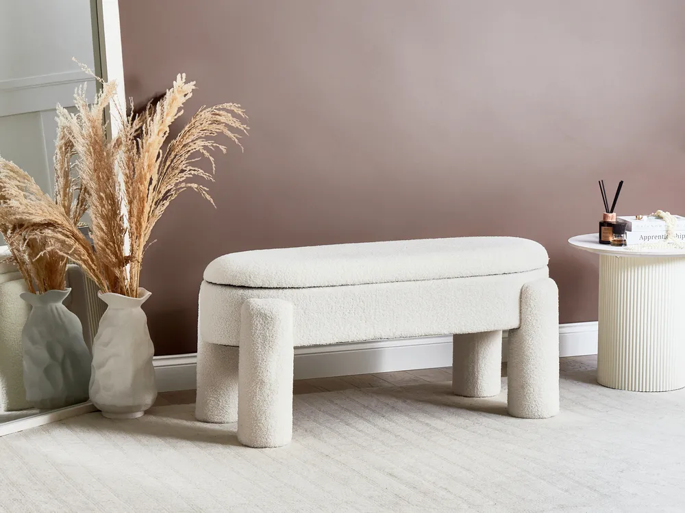 Upholstered Storage Bench OAKLEY Boucle Off-White_991321
