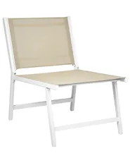 Gartenstuhl MARCEDDI mit Fußstütze Metall Weiß / Beige_928405