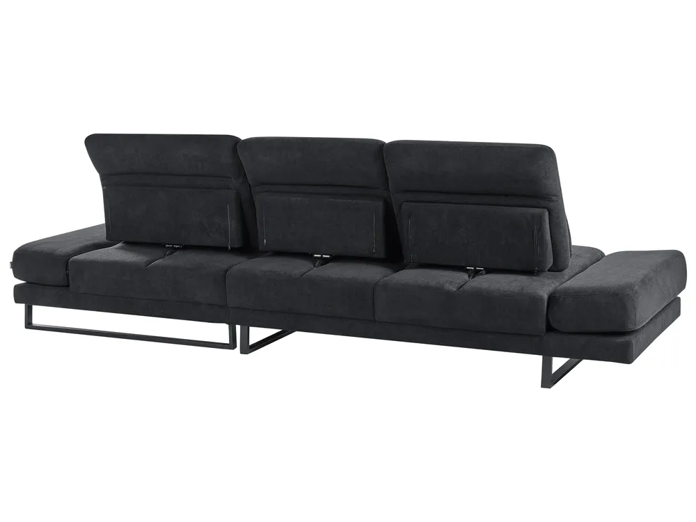 Corner Sofa 4 Seater IKAST Fabric Black Left Hand_959785