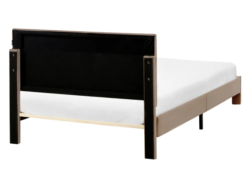 Krevet s ladicama LONZAC Samet Sivo-bež 120 x 200 cm_1014818