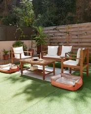 Garden Lounge Set with Table 4 Seater ALTIDONA Acacia Wood Off-White_933267