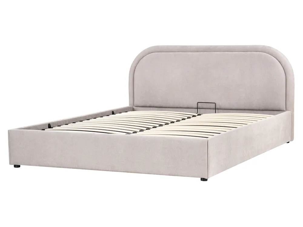 Bett mit Stauraum QUILLIEN Chenillegewebe Taupe 160 x 200 cm_989558