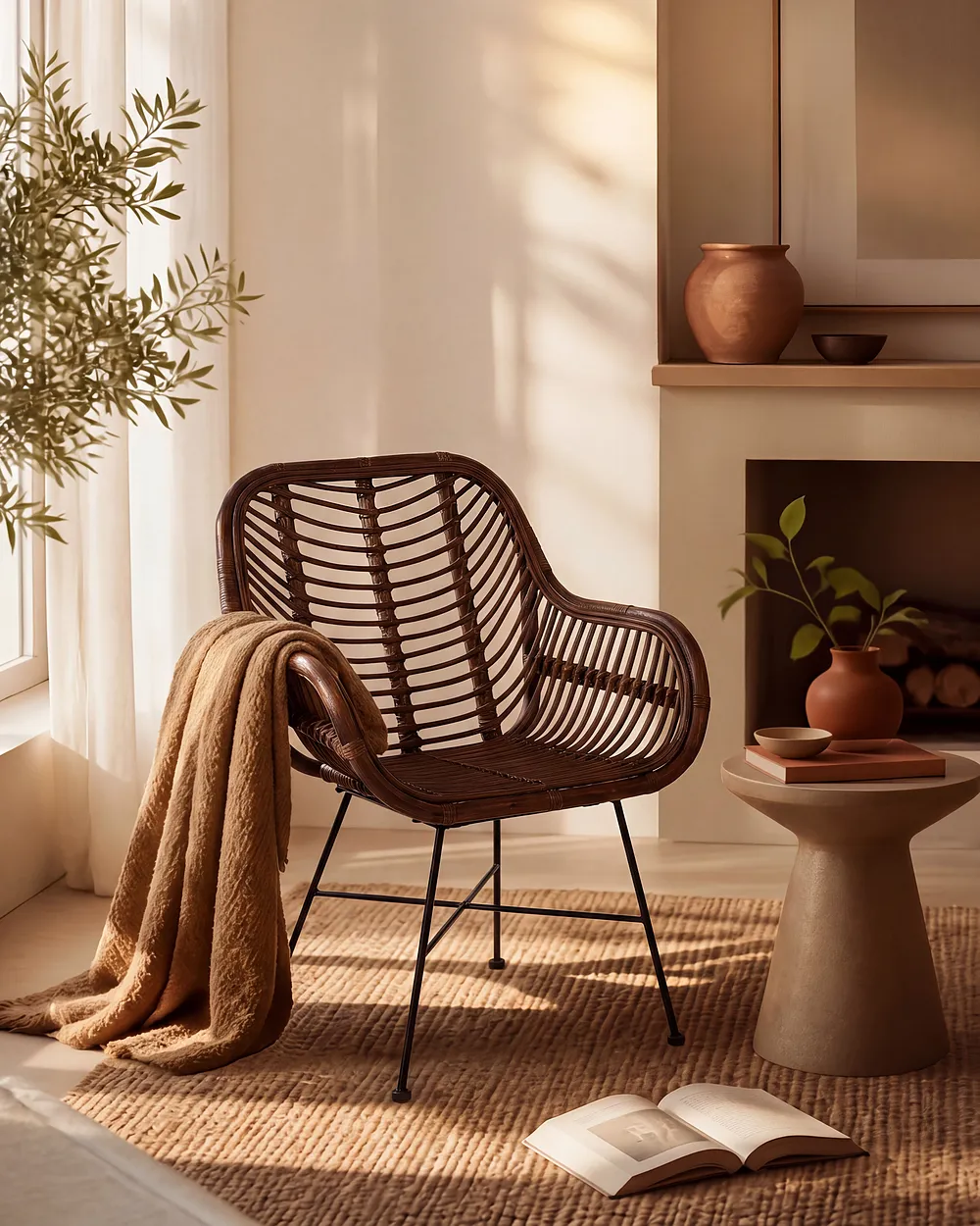 Dining Chair CANORA Rattan Brown_1151275