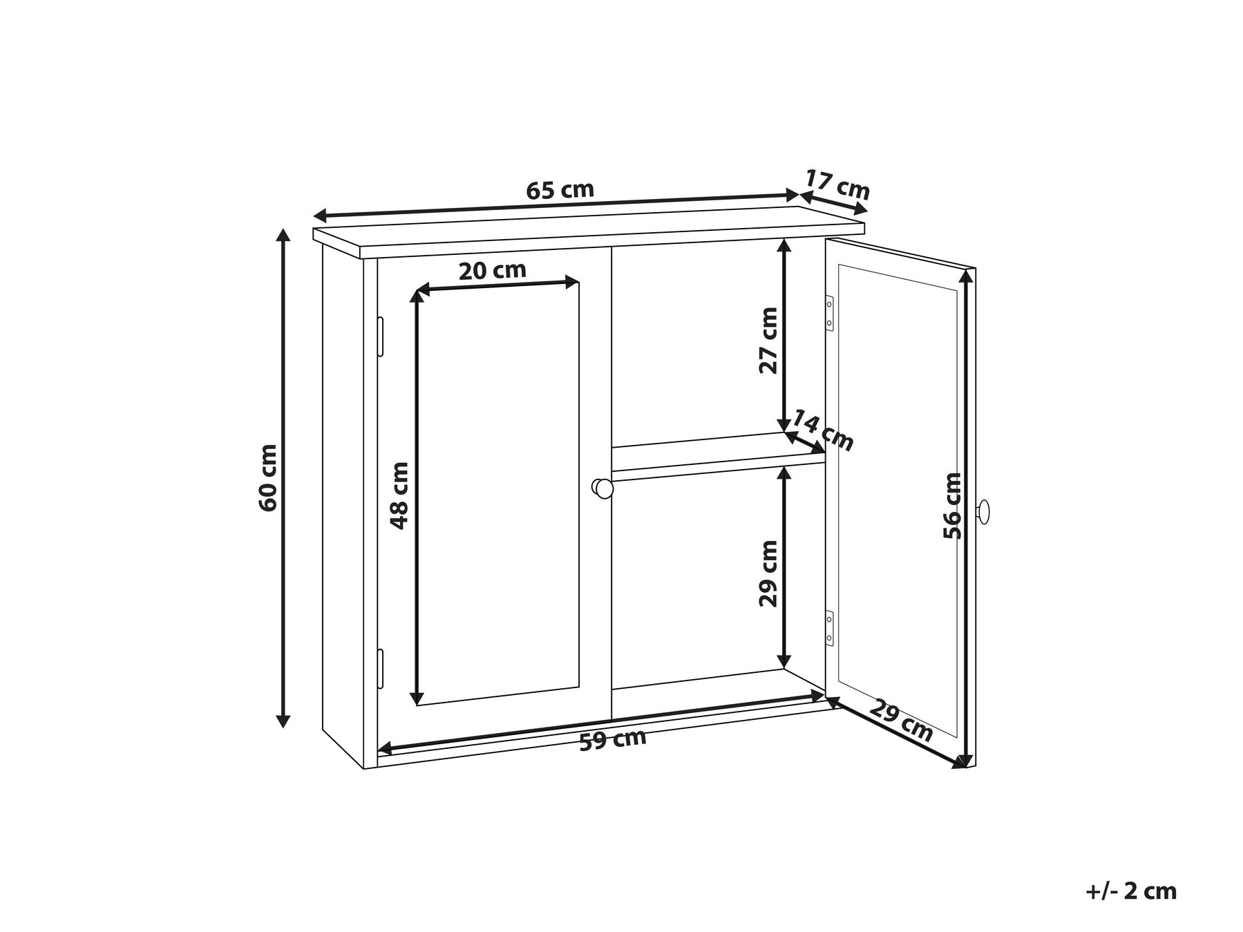 Bad-Spiegelschrank ALAMOS 65 cm 60 cm Weiß_959224