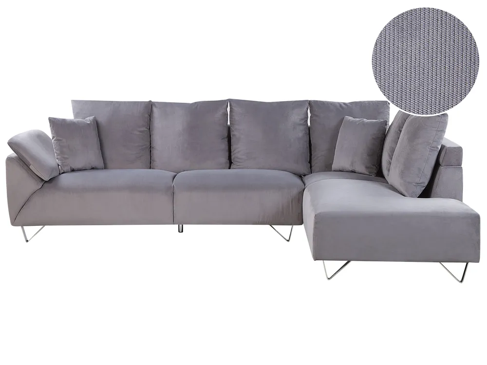 Ecksofa 4-Sitzer LUNNER Cord Grau linksseitig