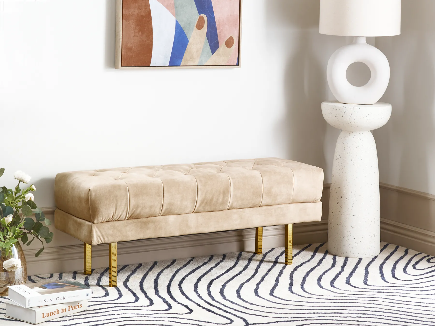 Polsterbank ROSEVILLE Samtstoff Beige_924422
