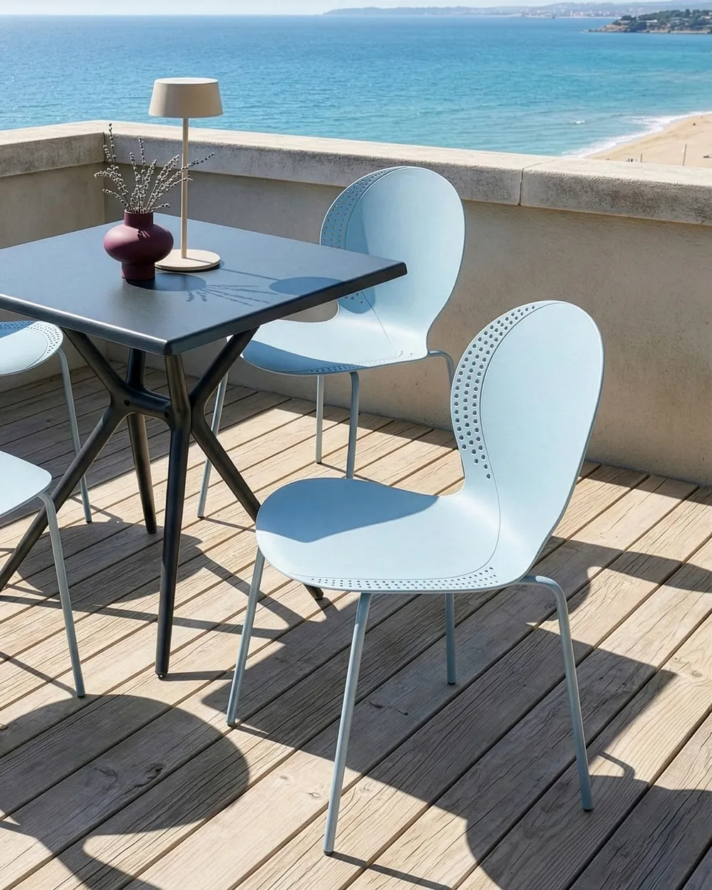 Gartenstuhl 4er Set MILOS stapelbar Hellblau_1043564