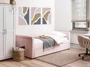 Ausziehbett Samtstoff LIBOURNE 90 x 200 cm Pastellrosa_909774