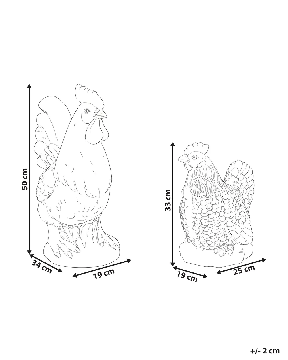 Gartenskulptur 2er Set SPECCHIA Huhn Beige_1054953
