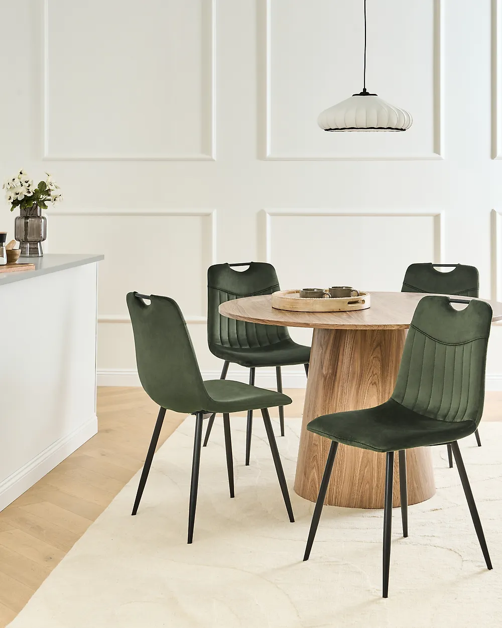 Set van 4 eetkamerstoelen ARGYLE Fluweel Donkergroen