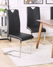 Set of 2 Dining Chairs PICKNES Faux Leather Black_790007