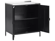 Outdoor-Küche 3er Set mit Spüle VILAMA Schwarz Metall_872598