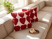 Dekokissen 2er Set MINGORA 45 x 45 cm Baumwolle Rot Herzmotiv_1178857