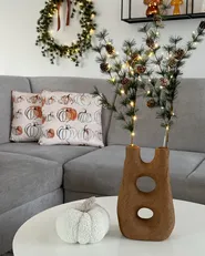 Blumenvase UARU 27 cm Steinzeug Braun_949341