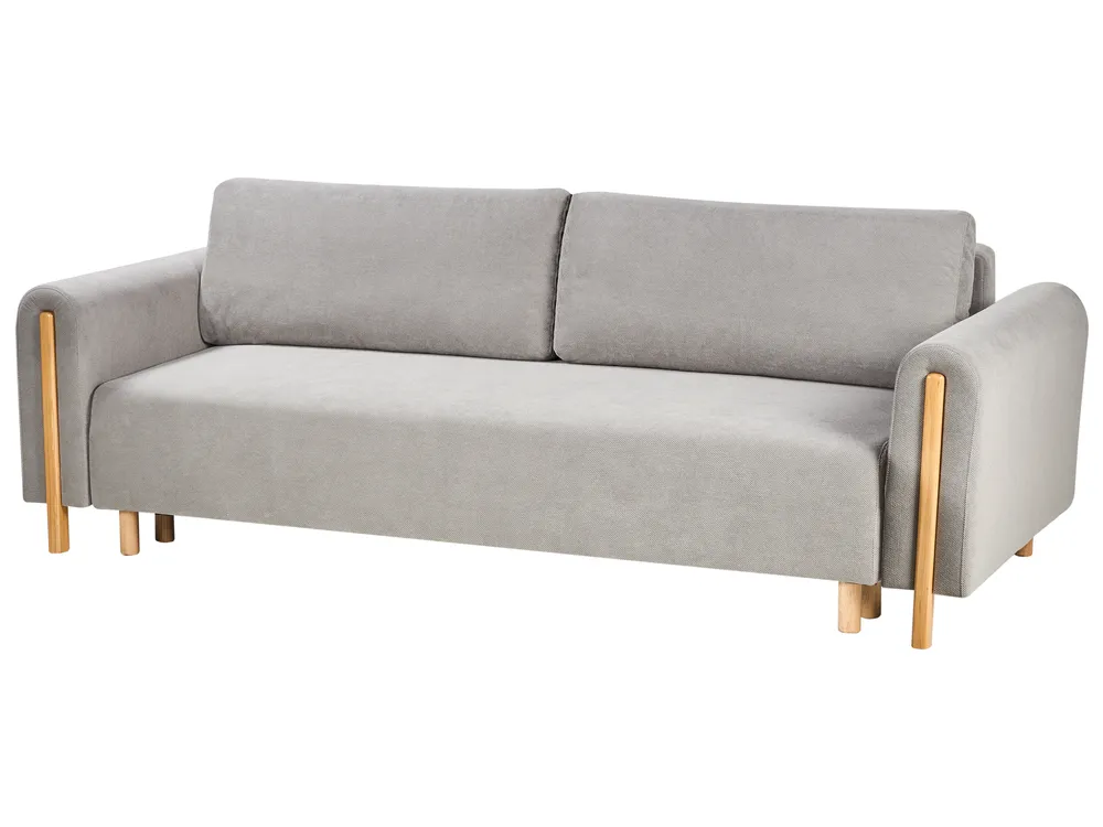 Schlafsofa 3-Sitzer KVAM mit Stauraum Stoff Grau_1021928