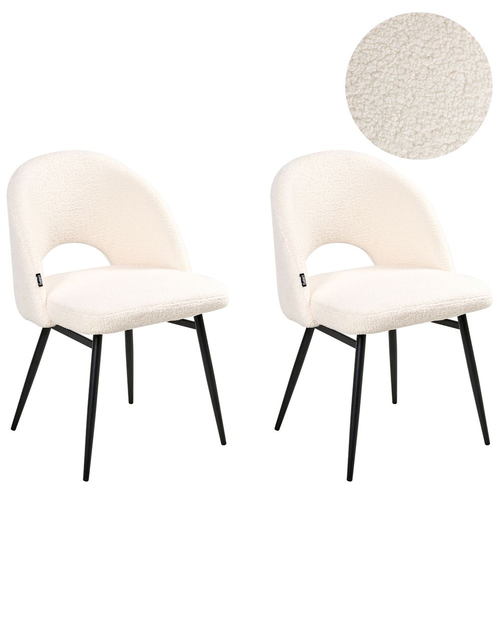 Set of 2 Dining Chairs ONAGA Boucle White