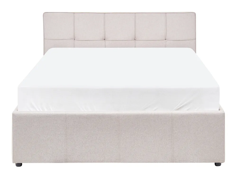 Ottoman Bed LAURESSES Fabric Light Beige 120 x 200 cm (EU Small Double)_1150425