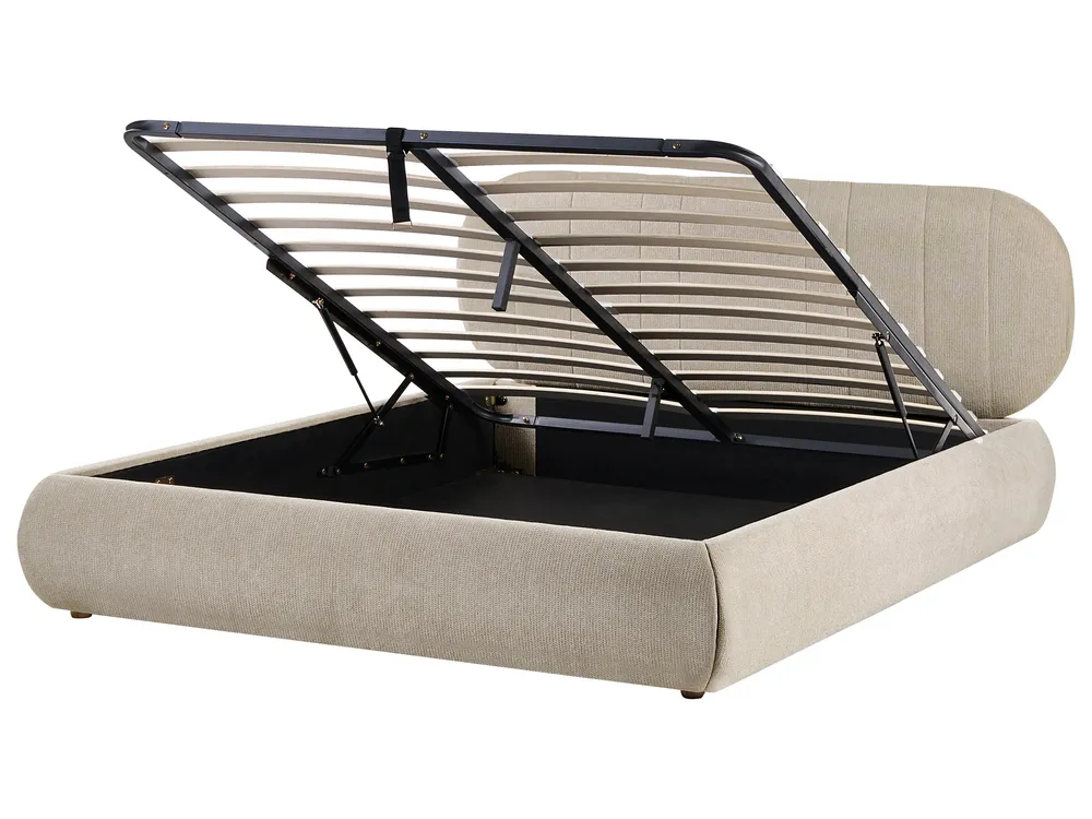 Bett mit Stauraum CAMPAN Stoff Taupe 160 x 200 cm_1056140