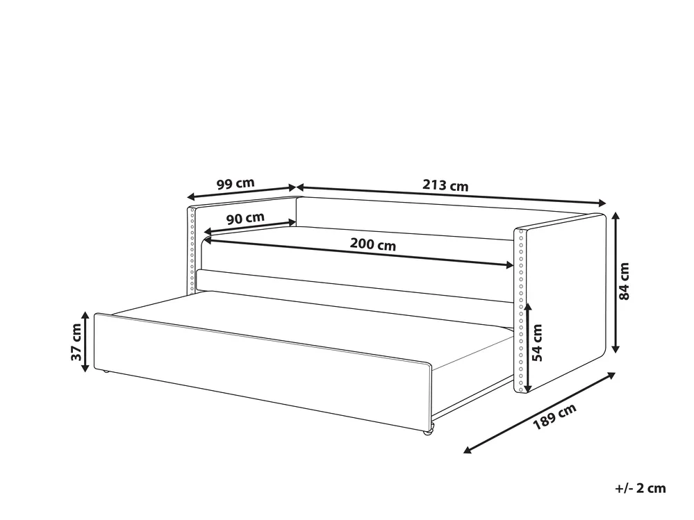 Ausziehbett Bouclé TROYES 90 x 200 cm Pfirsichrosa_906975