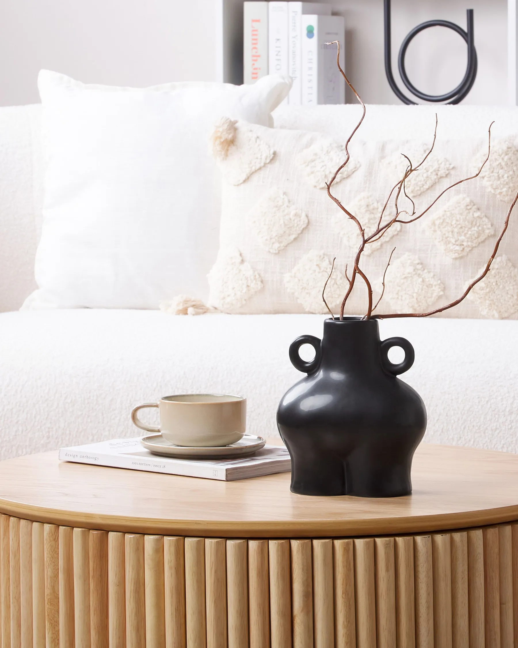 Flower Vase NAFPLIO 20 cm Ceramic Black_845980