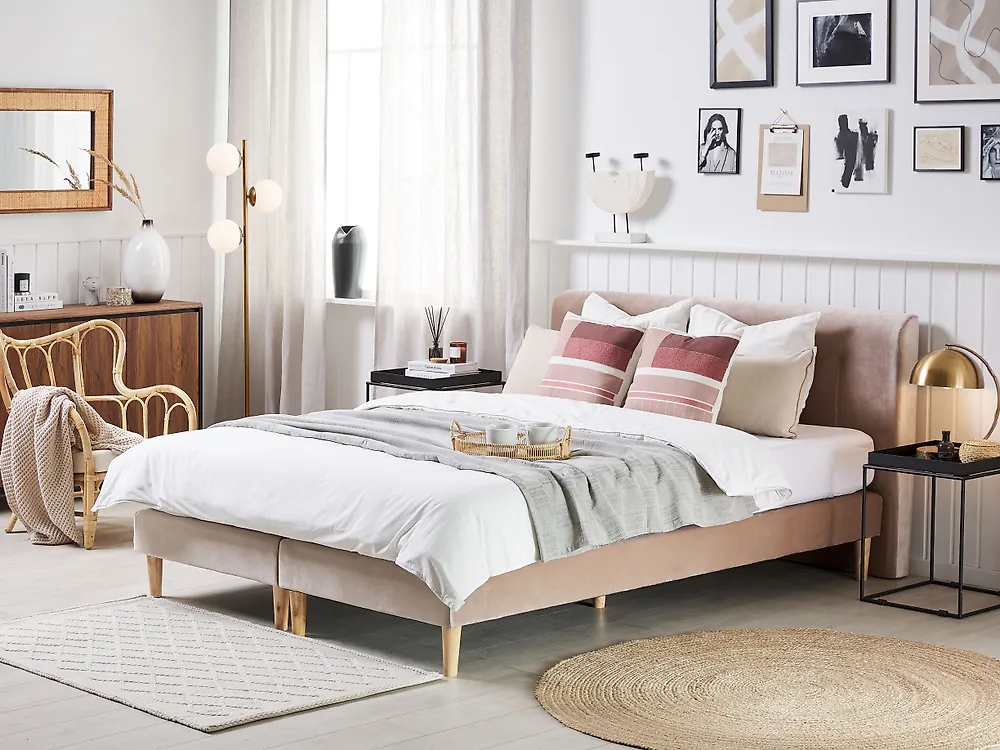 Boxspringbett Samtstoff MARQUISE 160 x 200 cm Beige_1179648