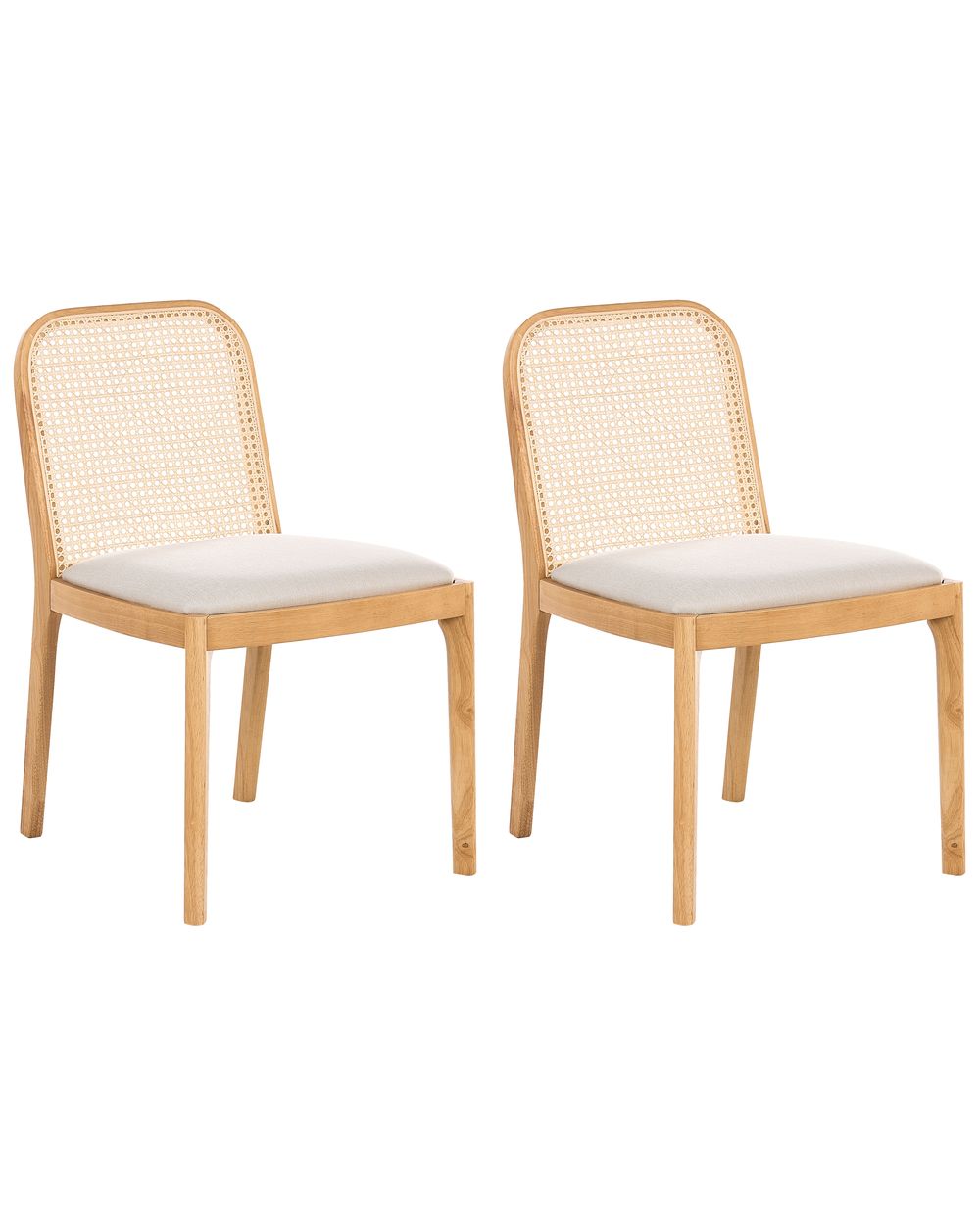 Set of 2 Dining Chairs EDINA Fabric Light Brown/ Beige